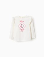 T-shirt en coton à volants pour bébé fille « Marie », blanc