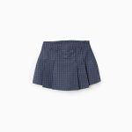 Jupe-short plissée Vichy pour filles, bleu foncé