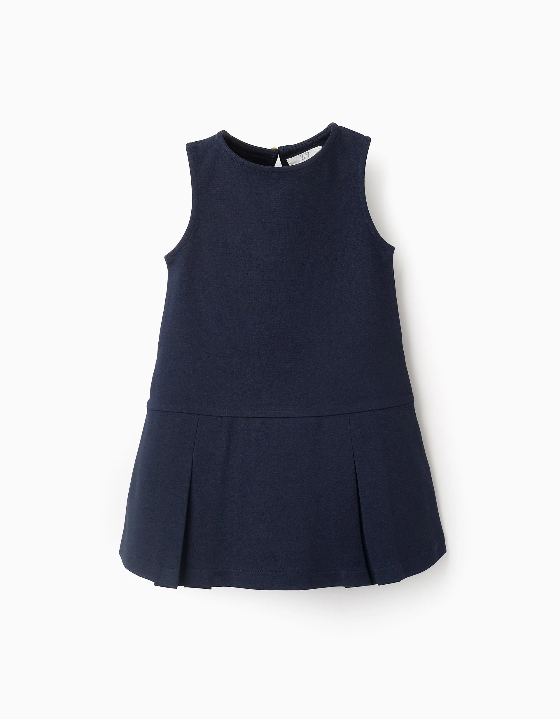 171220256942d9240b1d5.jpeg Robe plissée en maille Roma pour bébé fille, bleu foncé – Image 1