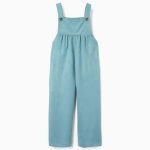 Salopette en maille interlock avec poches latérales pour filles, bleu clair