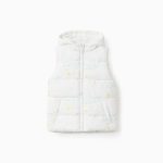 Gilet matelassé à capuche avec motif « Amour » pour filles, blanc