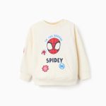 Sweat-shirt brossé à poches kangourou pour bébé garçon « Spidey », beige