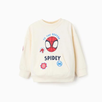 Sweat-shirt brossé à poches kangourou pour bébé garçon « Spidey », beige