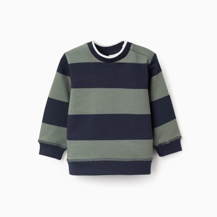 Sweat-shirt rayé pour bébé garçon, bleu foncé/vert
