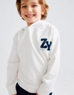Sweat à capuche bouclé pour garçon « ZY Archives », blanc – Image 3