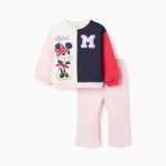 Ensemble de survêtement en coton à blocs de couleur pour bébé fille « Minnie », rose