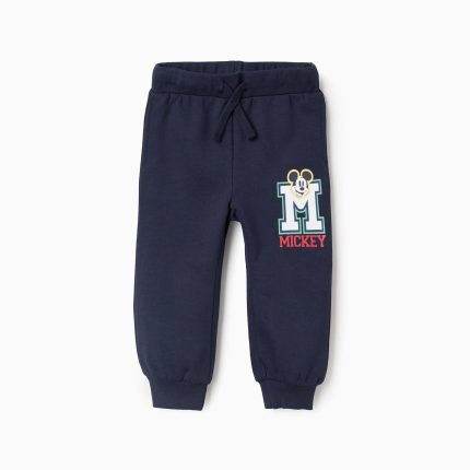 Pantalons de jogging bleu marine pour bébés garçons, avec imprimé Mickey