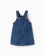 Robe-salopette en jean à motif Minnie pour bébé fille, bleue