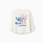 T-shirt à manches longues pour filles « Stitch, Scrump et Angel », blanc