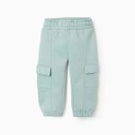 Pantalon de jogging en maille brossée avec poches cargo pour bébé fille, vert