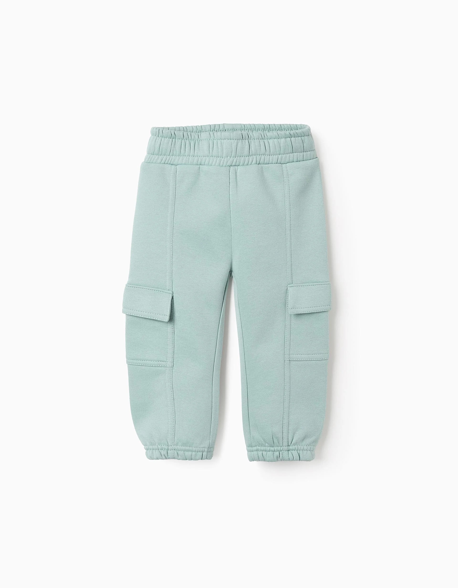 171220256942daa676afa.jpeg Pantalon de jogging en maille brossée avec poches cargo pour bébé fille, vert – Image 1