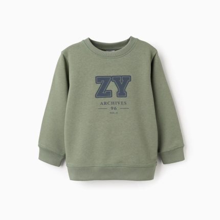 Sweat-shirt à imprimé poitrine pour garçon « ZY Archives », vert
