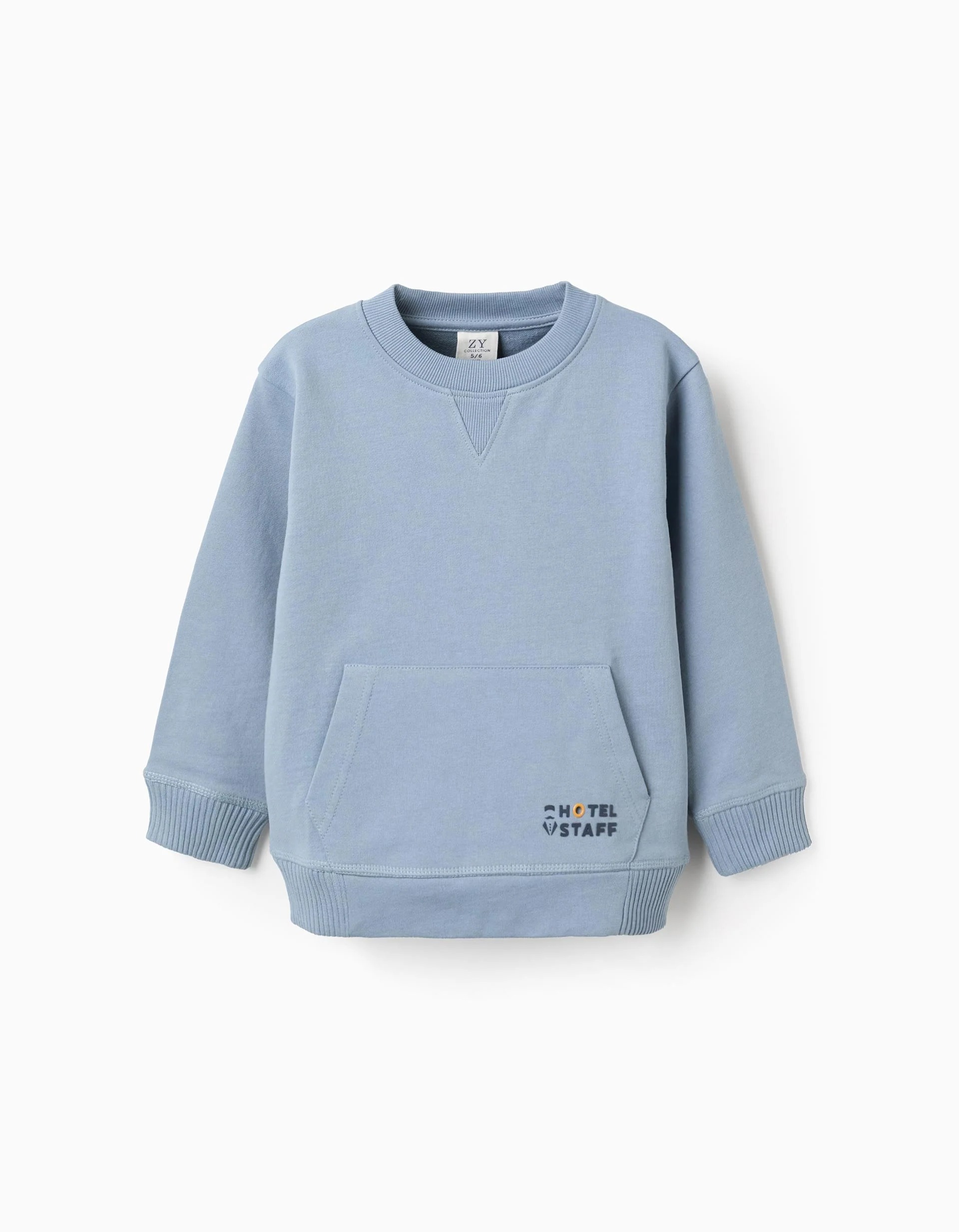171220256942daf0605bf.jpeg Sweat-shirt en coton avec poche kangourou pour garçon, bleu – Image 1
