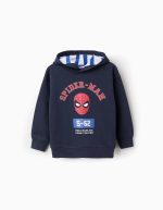Sweat-shirt en coton à capuche pour garçon « Spider-Man », bleu foncé