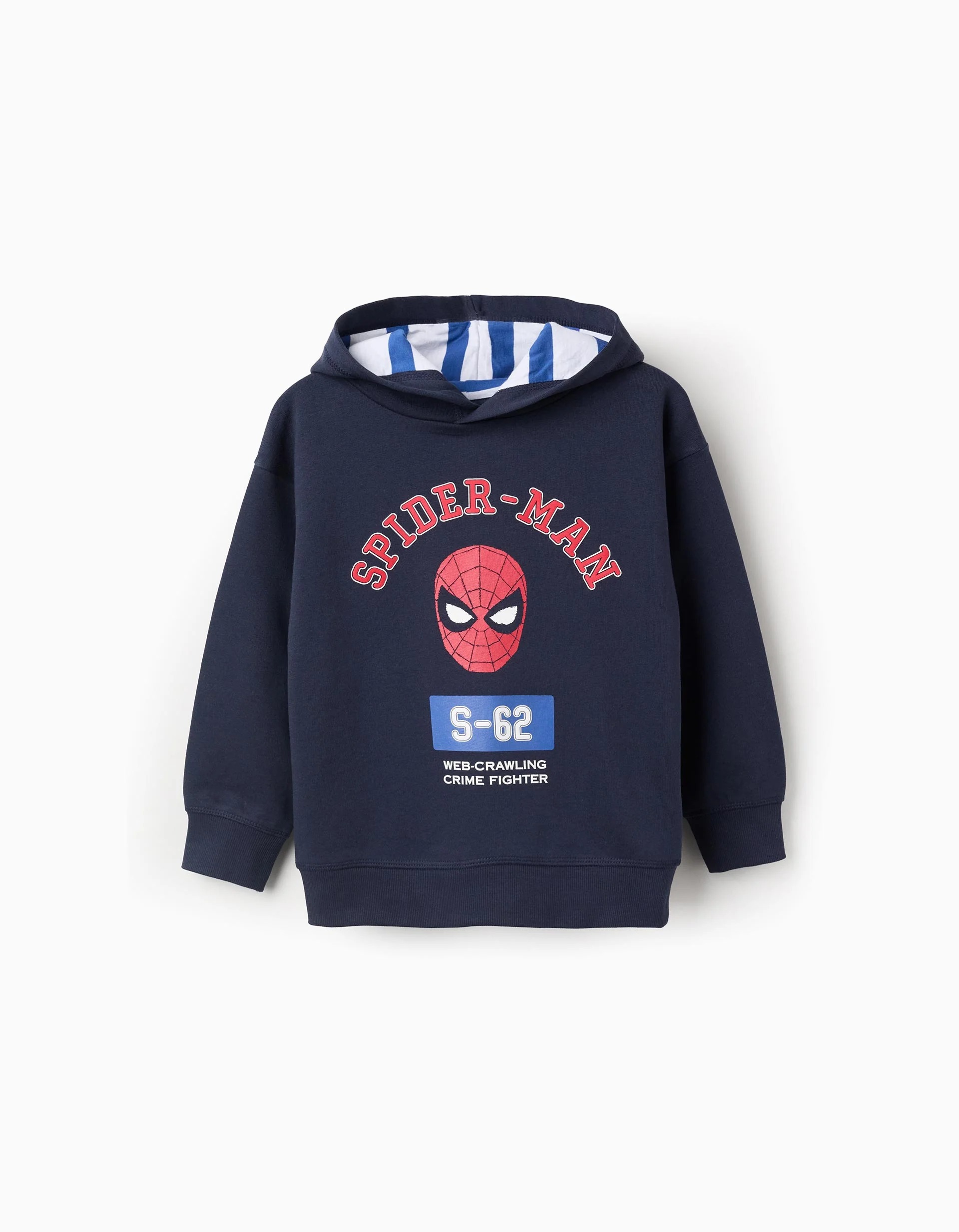 171220256942dafd33c0e.jpeg Sweat-shirt en coton à capuche pour garçon « Spider-Man », bleu foncé – Image 1