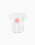 T-shirt en coton imprimé pour bébé fille, blanc