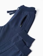 Pantalon de jogging pour garçon, coupe slim, bleu foncé, avec poches étanches – Image 3