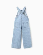 Salopette en jean rayée + chouchou à pompon pour filles, bleu – Image 2