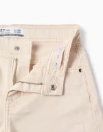 Pantalon en sergé à jambes larges et ourlets effilochés pour filles, beige – Image 3