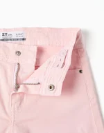 Pantalon en sergé à jambes larges et ourlets effilochés pour filles, rose clair – Image 3