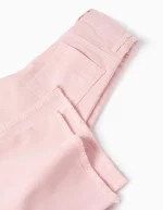 Pantalon en sergé à jambes larges et ourlets effilochés pour filles, rose clair – Image 4