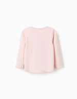 T-shirt à manches longues pour filles, rose, imprimé en relief – Image 2