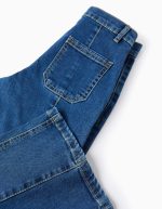 Jean à coutures apparentes pour filles, coupe large, bleu – Image 4