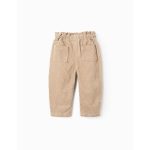 Pantalon en velours côtelé à taille haute pour bébé fille, beige – Image 2