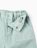 Pantalon en Sergé Paperbag pour Bébé Fille, Vert d'Eau – Image 3
