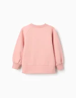 Sweat-shirt brossé avec imprimé sur le devant pour filles, orange saumon – Image 2