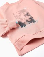 Sweat-shirt brossé avec imprimé sur le devant pour filles, orange saumon – Image 3