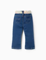Jean à ceinture fleuri pour bébé fille, bleu – Image 2
