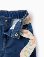 Jean à ceinture fleuri pour bébé fille, bleu – Image 3