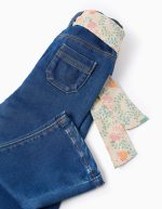 Jean à ceinture fleuri pour bébé fille, bleu – Image 4