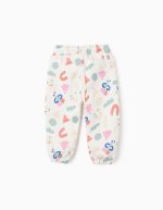 Pantalon de jogging en maille brossée à motif « formes » pour bébé fille, blanc – Image 2