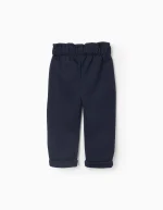 Pantalon brossé à taille haute pour bébé fille, bleu foncé – Image 2