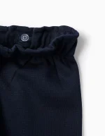 Pantalon brossé à taille haute pour bébé fille, bleu foncé – Image 3