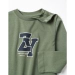 T-shirt à manches longues en coton « ZY » pour bébé garçon, vert – Image 3