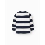 Pull rayé en maille fine pour bébé garçon, blanc/bleu foncé – Image 2