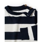 Pull rayé en maille fine pour bébé garçon, blanc/bleu foncé – Image 3