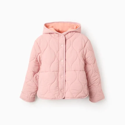 Parka matelassée à capuche pour filles, rose