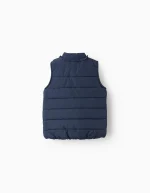 Gilet matelassé à volants et doublure polaire pour filles, bleu foncé – Image 2