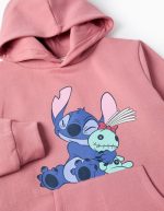Robe-sweat à capuche pour filles « Stitch », rose – Image 3