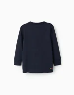 T-shirt à manches longues en coton pour garçon, motif à pois, bleu foncé – Image 2