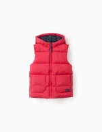 Gilet matelassé à capuche pour garçon, rouge