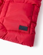 Gilet matelassé à capuche pour garçon, rouge – Image 4