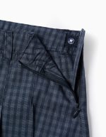 Jupe-short plissée Vichy pour filles, bleu foncé – Image 3
