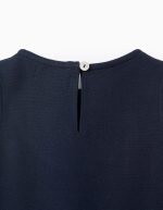 Robe plissée en maille Roma pour bébé fille, bleu foncé – Image 4