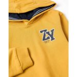 Sweat à capuche en maille brossée avec imprimé pour bébé garçon, jaune – Image 3