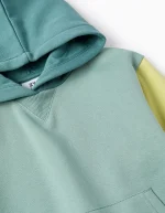 Sweat-shirt brossé à capuche pour garçon, vert/jaune/gris – Image 3